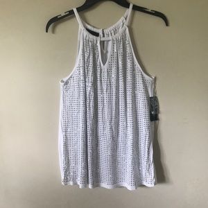 NEW NWOT INC Sequin Top. Bright White. XL